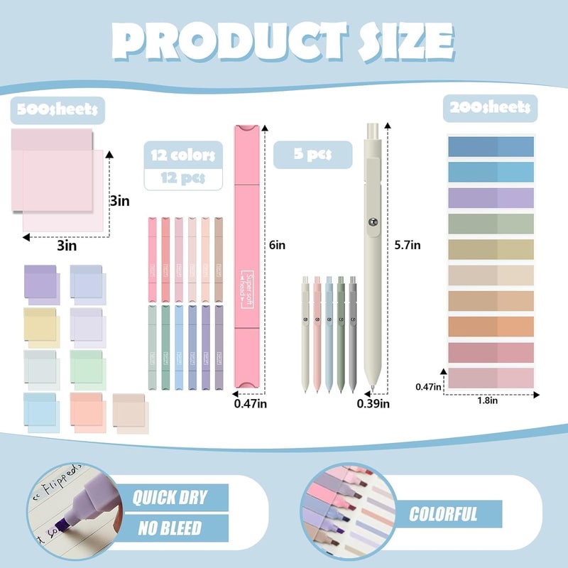 30 Study Supplies Stationery Set with , Highlighters, Gel Pens, Sticky Notes, and Index Tabs - Image 5