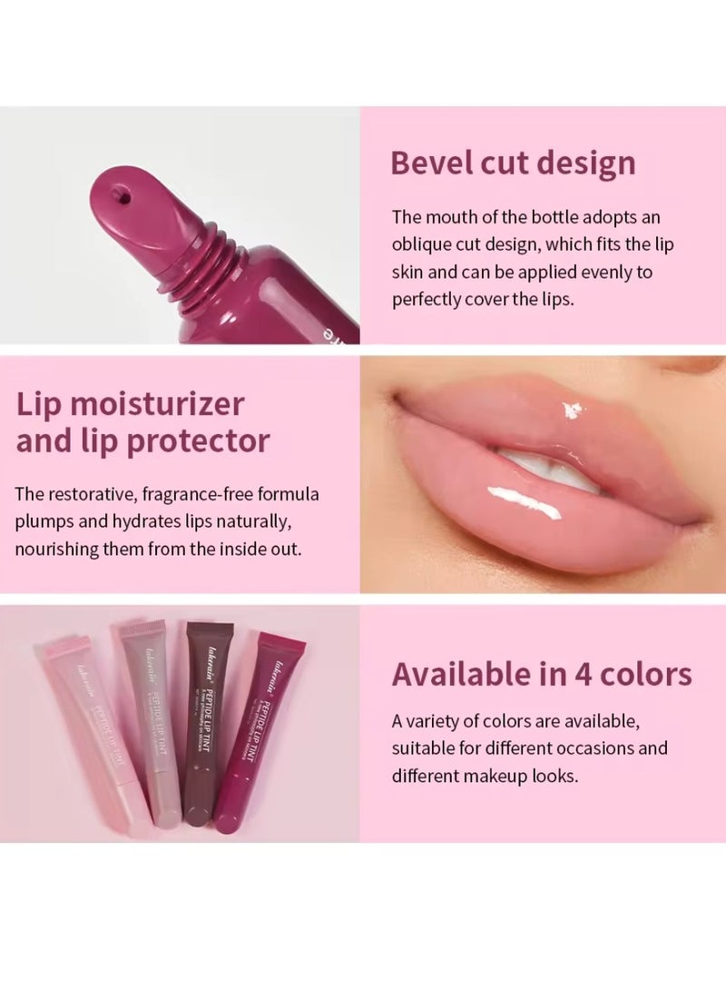 lakerain تلوين الشفاه بالببتيد 2 في 1 لامع الشفاه وعلاج الشفاه لشفاه ممتلئة وأطرى استعادة وترطيب الشفاه الجافة لون الشفاه أحمر شفاه لامع مرطب لامع 10 مل وردي نقي 01 - Image 4