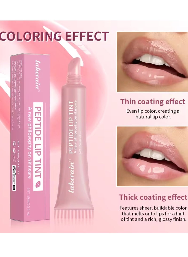 lakerain تلوين الشفاه بالببتيد 2 في 1 لامع الشفاه وعلاج الشفاه لشفاه ممتلئة وأطرى استعادة وترطيب الشفاه الجافة لون الشفاه أحمر شفاه لامع مرطب لامع 10 مل وردي نقي 01 - Image 5
