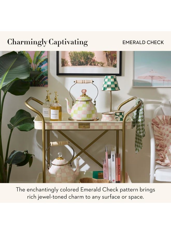 mackenzie childs LED Rechargeable Cafe Table Lamp, Cordless Decorative Lamp, Green-and-White Emerald Check - Image 3
