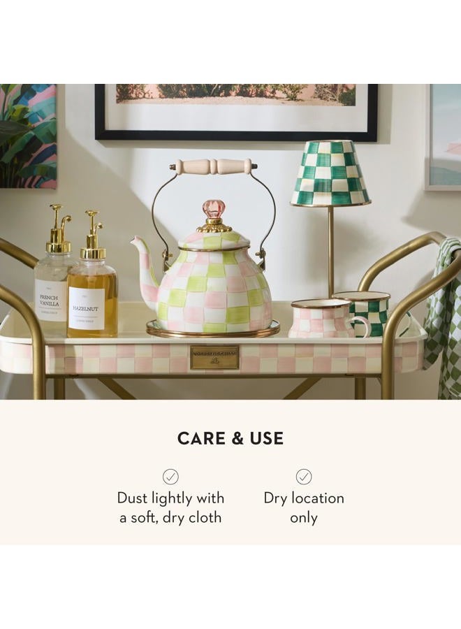 mackenzie childs LED Rechargeable Cafe Table Lamp, Cordless Decorative Lamp, Green-and-White Emerald Check - Image 5