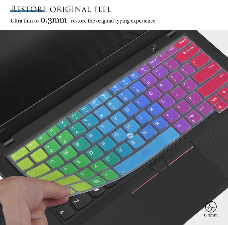 CASEDAO Keyboard Cover for Lenovo Thinkpad X1 Carbon 5th/6th/7th 2019 2018 2017 / ThinkPad X1 Yoga 14" 3 4 5th Gen/Thinkpad A475 L460 L470 T460 T460p T460s T470 T470p T470s T480 T480S Skin, Rainbow - Image 5