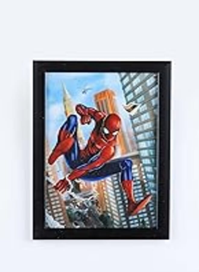Wooden frame,cartoons frames, wall art design, wall hanging frame, nursery or baby room decoration, picture for boy & girl, modern decoration, digital print(spider man) - black