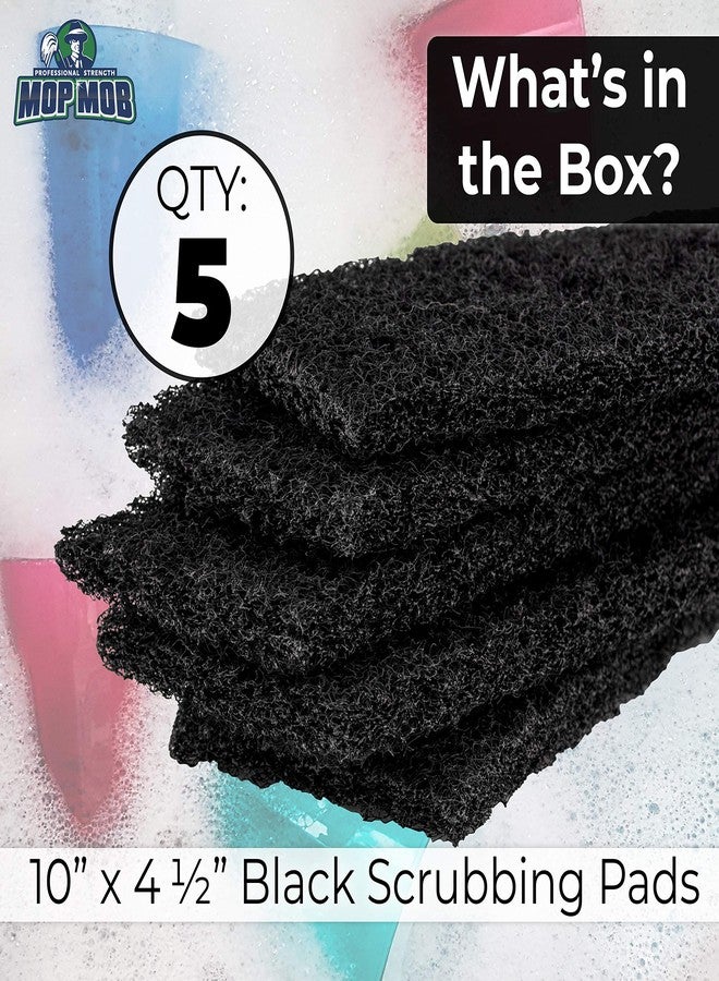 Mop Mob Heavy Duty XL Black Scouring Pad 5 Pack. 10 x 4.5in Large Multipurpose Nylon Scrubbing Sponges. Clean Bathrooms, Kitchens, Counters and Floors to Erase Grime and Make Surfaces Sparkle - Image 3