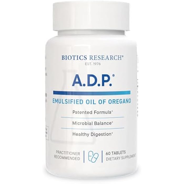 Biotics Research أقراص زيت الأوريجانو الم emulsified من بيولوجيا الأبحاث A.D.P. لصحة الجهاز الهضمي - إطلاق مستدام لامتصاص عالي يحتوي على كارفاكرول، زيت الأوريجانو البري 50 ملغ / س - صيغة مسجلة - غير معدلة وراثيًا - 60 قرص - Image 1
