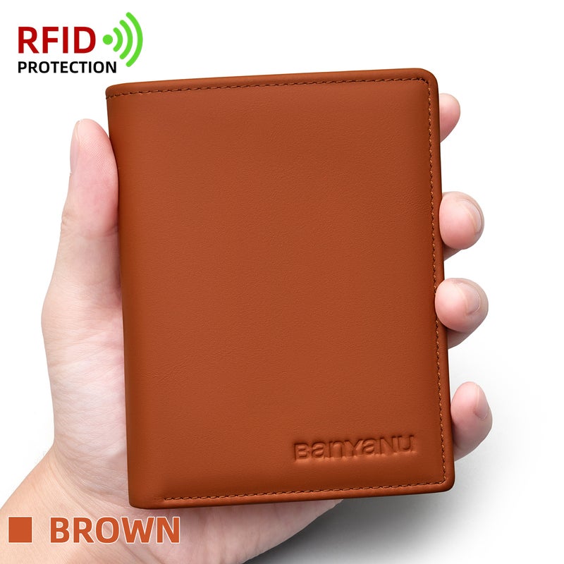 بانيانو محفظة جواز سفر من الجلد الطبيعي مزودة بتقنية RFID مضادة للسرقة وجيب مخفي بسحاب - حافظة فاخرة واقية، هدية مثالية (بني فاتح) - Image 1