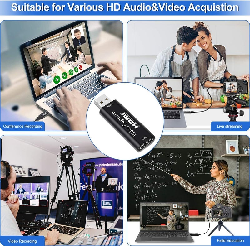 Audio Video Capture Card, 4K HDMI USB 3.0 Capture Adapter 1080P 60fps Portable Video Capture Device for Gaming, Live Streaming, Video Recording, Support PS4 Xbox Camcorder - Image 5