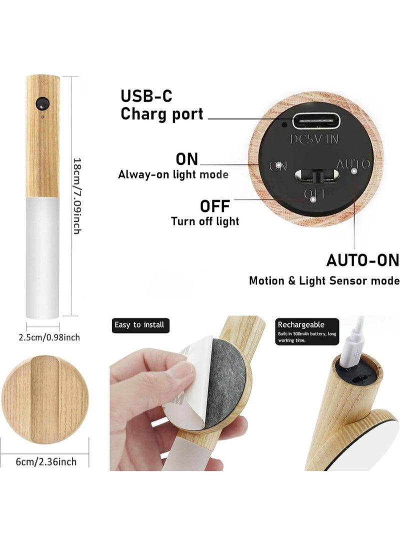 Smart Sensor wooden Motion Sensor Light Indoor Led Magnetic USB Charge no battery removable Wall-mounted & Handheld Automatic On/Off Rechargeable LED Sensor Closet Light Self-Stick & Magnetic light - Image 4