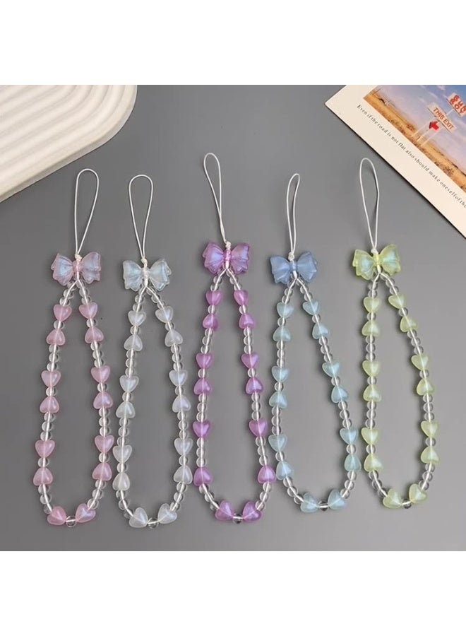 NIBEMINENT Phone Charm/ Chain Strap for Women Girls, Mermaid Princess Bow Heart Cell Phone Case Lanyard Wrist Strap - Image 2