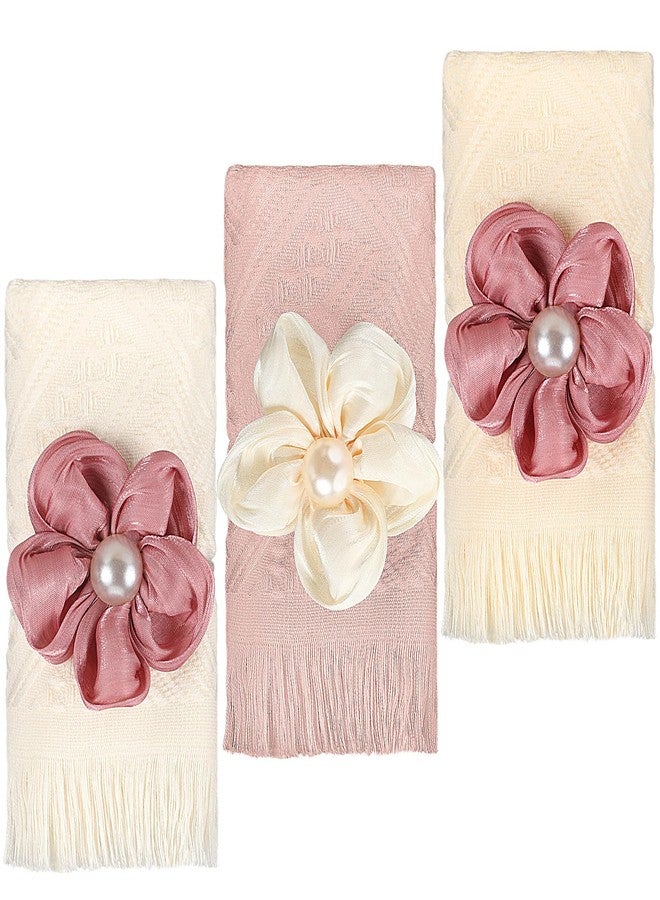 Tegeme 3 Pcs Decorative Floral Hand Towels for Bathroom 13 x 29'' Pink Coquette Flower Soft Hand Towels 100% Cotton Absorbent Bath Decor for Halloween Xmas Yoga Spa Gift(Classic Flower,Fresh Color) - Image 1