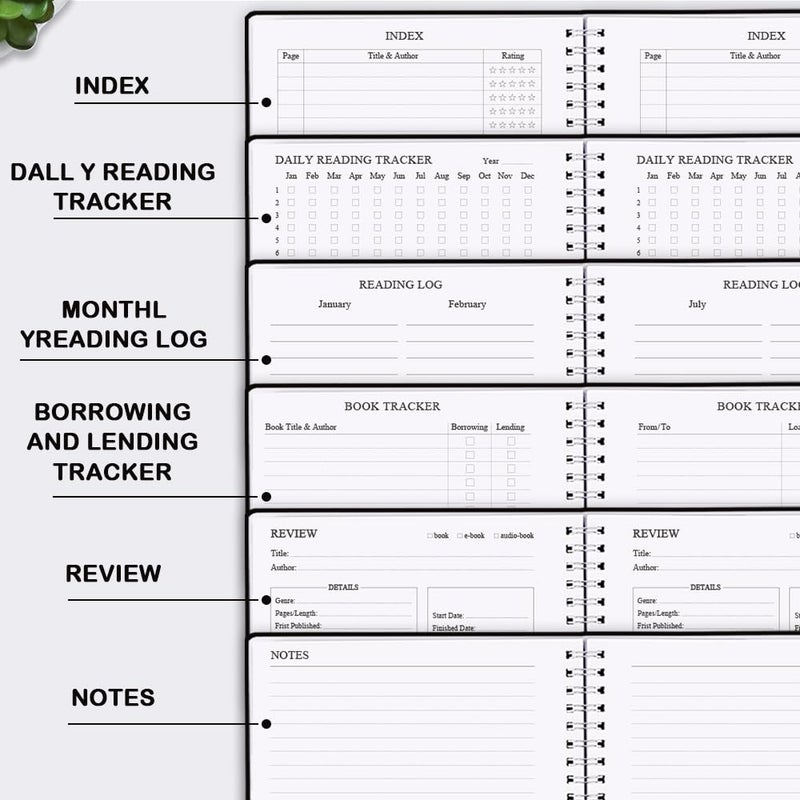 Getvow Reading Journal - Review and Track Your Reading Progress with 72 Book Reviews - Book Journal Reading Log Journal with Back Pocket, 5.8" x 8.3", Black - Image 5