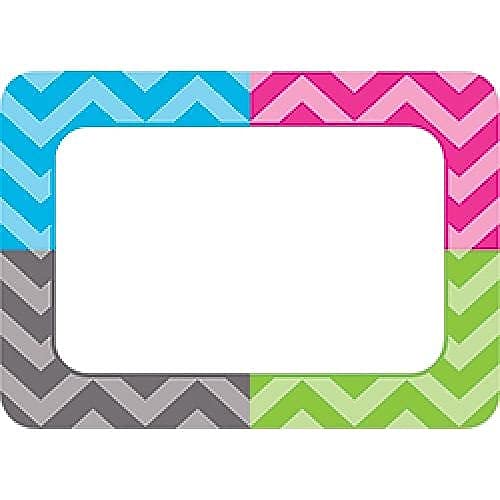 Teacher Created Resources All Grade Self-Adhesive Name Tags, 3.5 X 2.5, Chevron Border Design, Assorted Colors, 36/Pack - Image 2