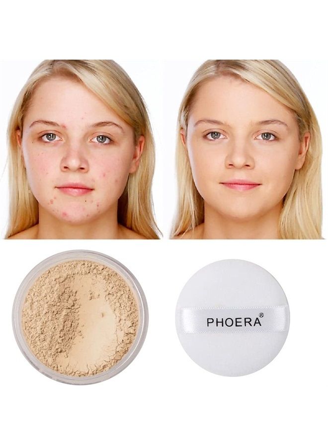 Meifen 2 Pcs PHOERA Setting Powder, Control Oil Brighten Skin Color Cover Blemish Whitening Face Setting Loose Powder。 (02 Cool Beige) - Image 2