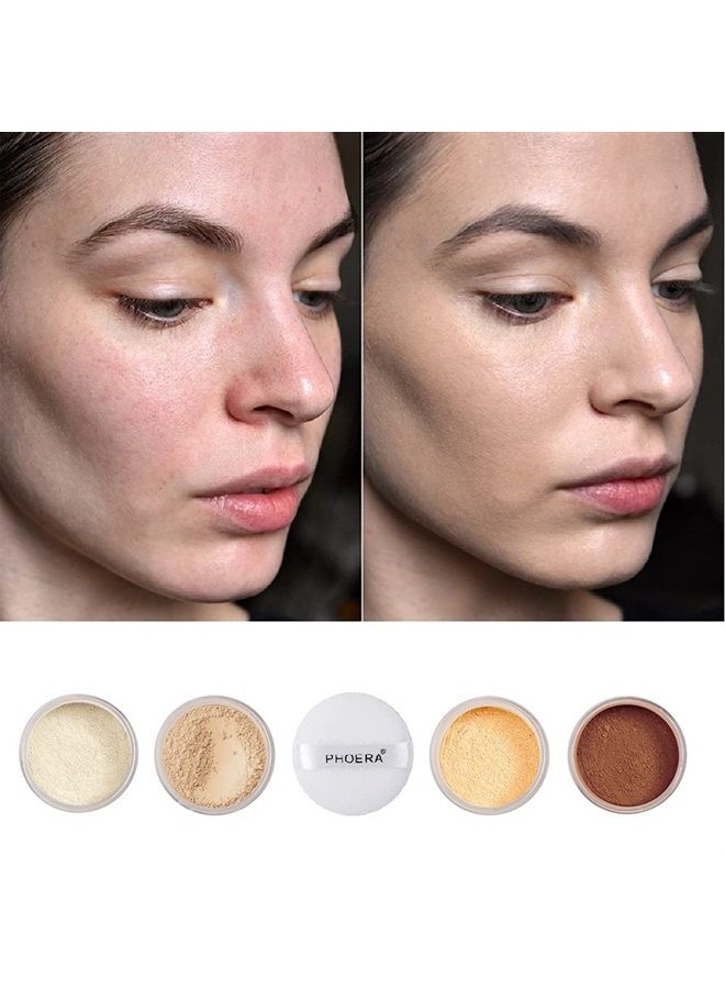 Meifen 2 Pcs PHOERA Setting Powder, Control Oil Brighten Skin Color Cover Blemish Whitening Face Setting Loose Powder。 (02 Cool Beige) - Image 3