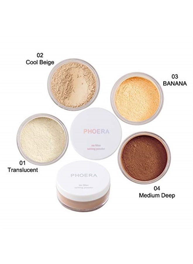 Meifen 2 Pcs PHOERA Setting Powder, Control Oil Brighten Skin Color Cover Blemish Whitening Face Setting Loose Powder。 (02 Cool Beige) - Image 1
