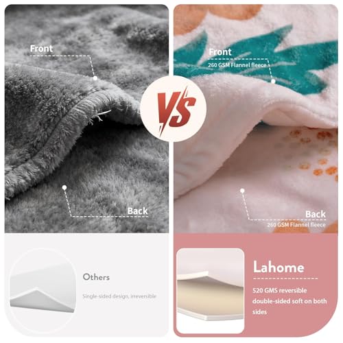 La Home Lahome Floral Fleece Blanket for Women Girls Dorm Boho Decor Small Throw Blanket for Couch Bed Chair Cover Decorative Fleece Blanket Throws Mom Gift Spring Home DecorBorder Flower Pink 50x60 - Image 3