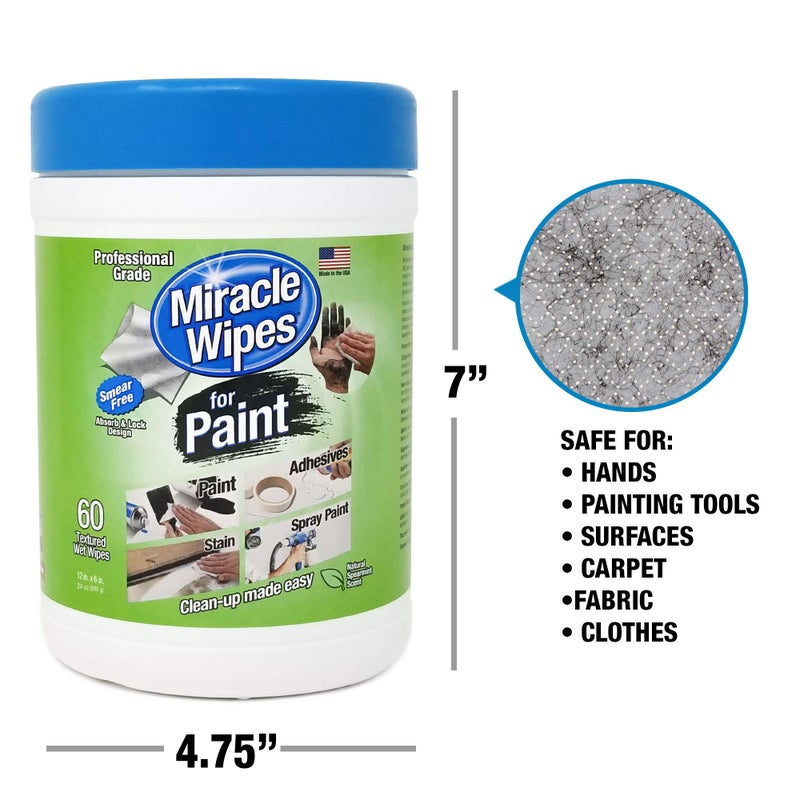 MiracleWipes for Paint Prep & Cleanup, Remove Tough Grime Build-Up, Wet Paint, Caulking, Epoxy, Colorant, and more from Hands, Surfaces, & Tools - 60 Count - Image 4