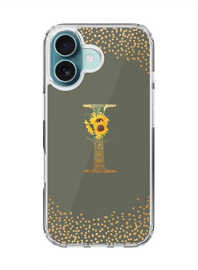 Stylizedd For iPhone 16 Case [Compatible with MagSafe] Slim Magnetic cover Clear Phone Case - Custom Monogram Mandala Floral- I (Olive Green ) - Image 1