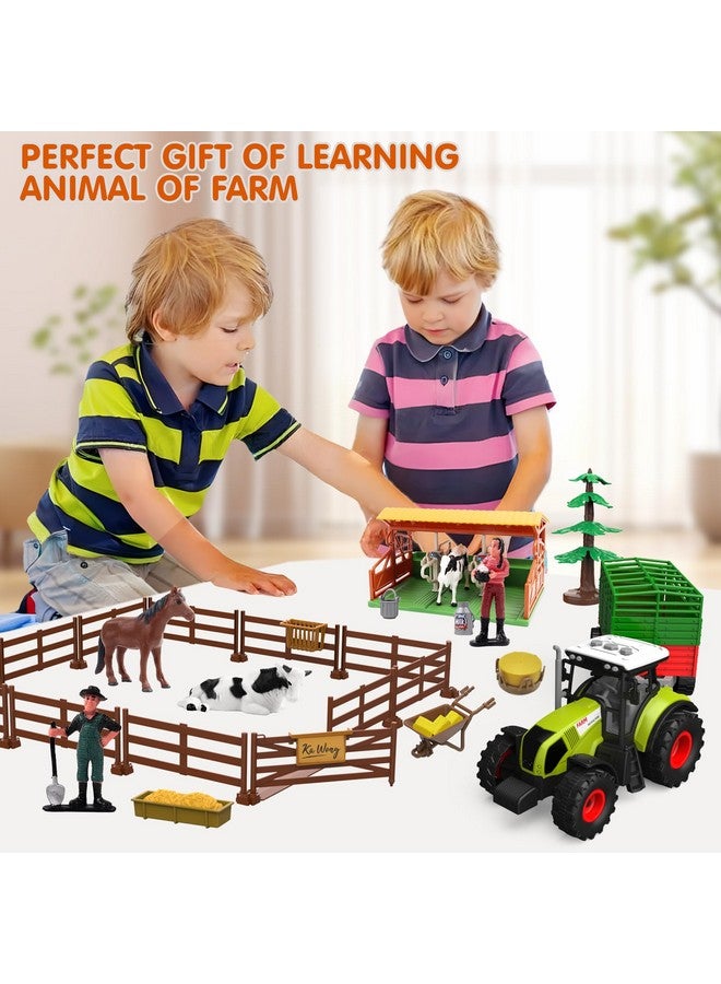 Dwi Dowellin Kids Tractor Toy Farm Playset,Toddlers Farm Vehicle Toys with Light&Sound,69 PCS Farm Toys Set with Farm Animals Fences Farmers for Kids 3-12 Years Old Boys Girls Birthday Gift - Image 3