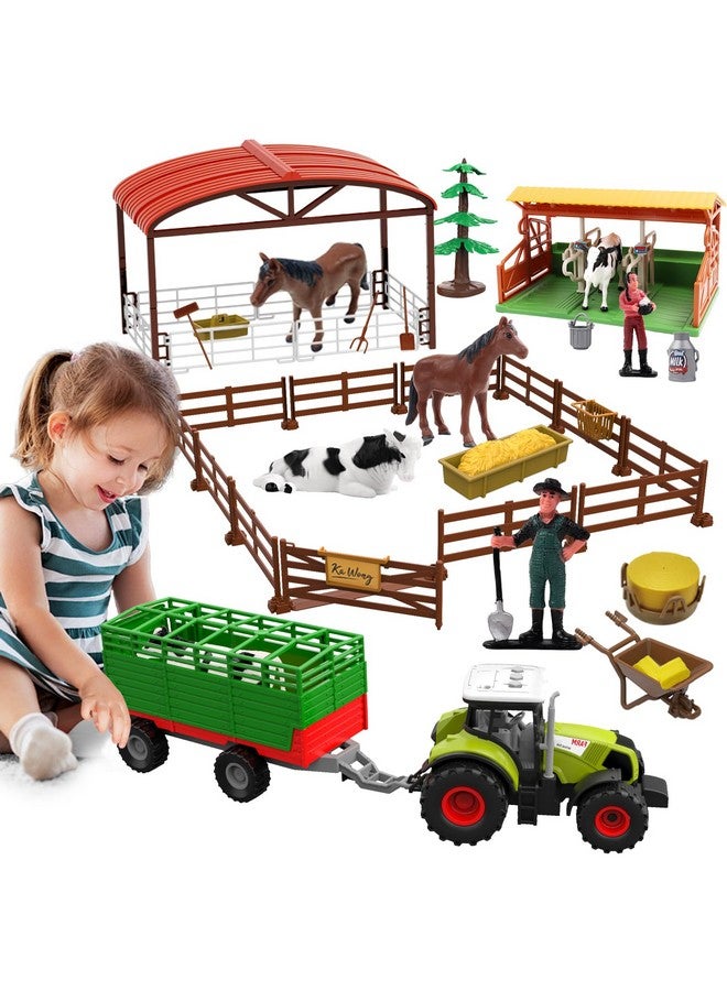 Dwi Dowellin Kids Tractor Toy Farm Playset,Toddlers Farm Vehicle Toys with Light&Sound,69 PCS Farm Toys Set with Farm Animals Fences Farmers for Kids 3-12 Years Old Boys Girls Birthday Gift - Image 1