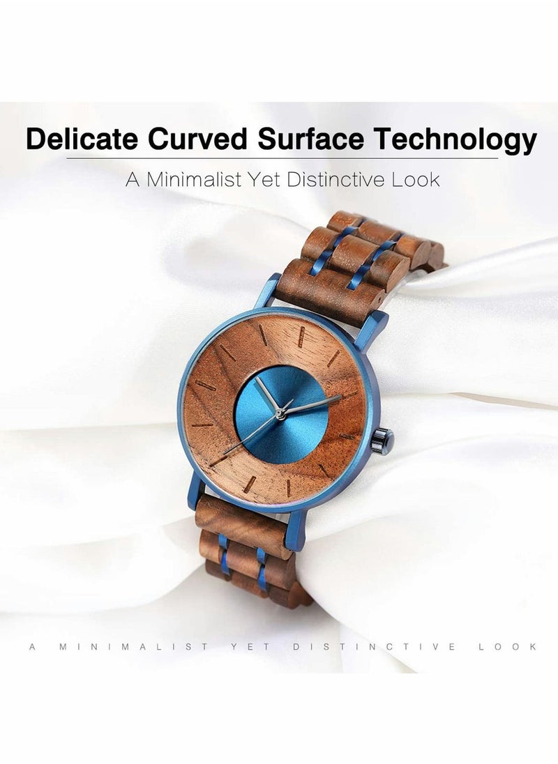 Excefore - Wooden Watches For Men 42mm Round Light Handmade Wooden Wrist Watches with Adjustable Stylish Wood Strap - Image 1