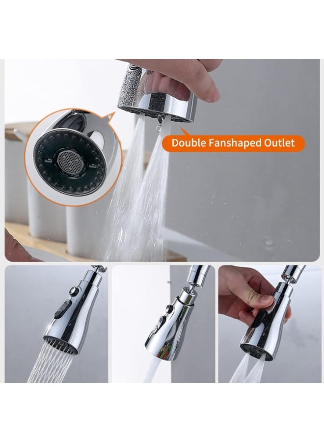 رأس حنفية بديل، 3 وظائف مع دوران 360 درجة، رأس رشاش لحوض المطبخ، بوصلة G1/2، بلمسة نهائية لامعة - Image 5