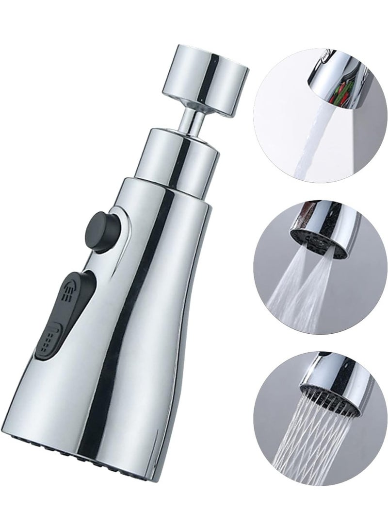 رأس حنفية بديل، 3 وظائف مع دوران 360 درجة، رأس رشاش لحوض المطبخ، بوصلة G1/2، بلمسة نهائية لامعة - Image 3