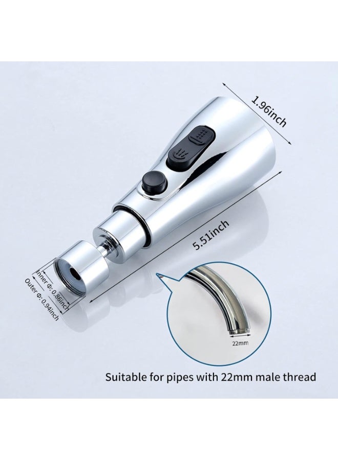 رأس حنفية بديل، 3 وظائف مع دوران 360 درجة، رأس رشاش لحوض المطبخ، بوصلة G1/2، بلمسة نهائية لامعة - Image 2