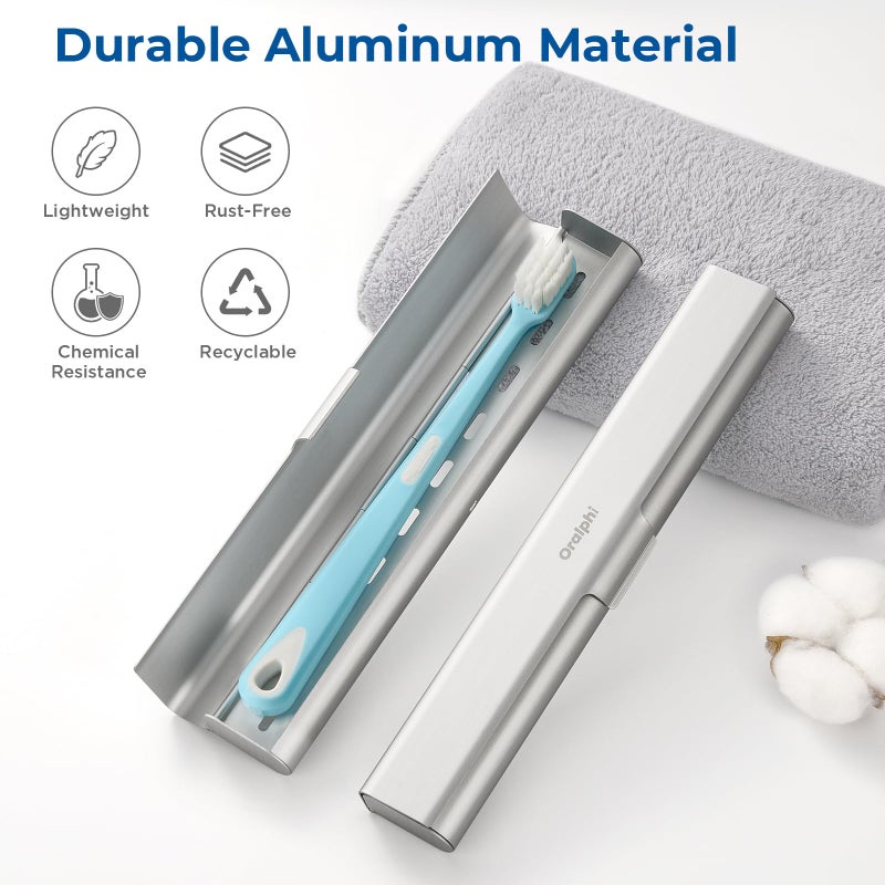 Oralphi 2 Pack Aluminum Toothbrush Travel Case, Portable Travel Toothbrush Holder, Durable Manual Toothbrush Box Container for Traveling, Bathroom, Camping, Business Trip - Image 2