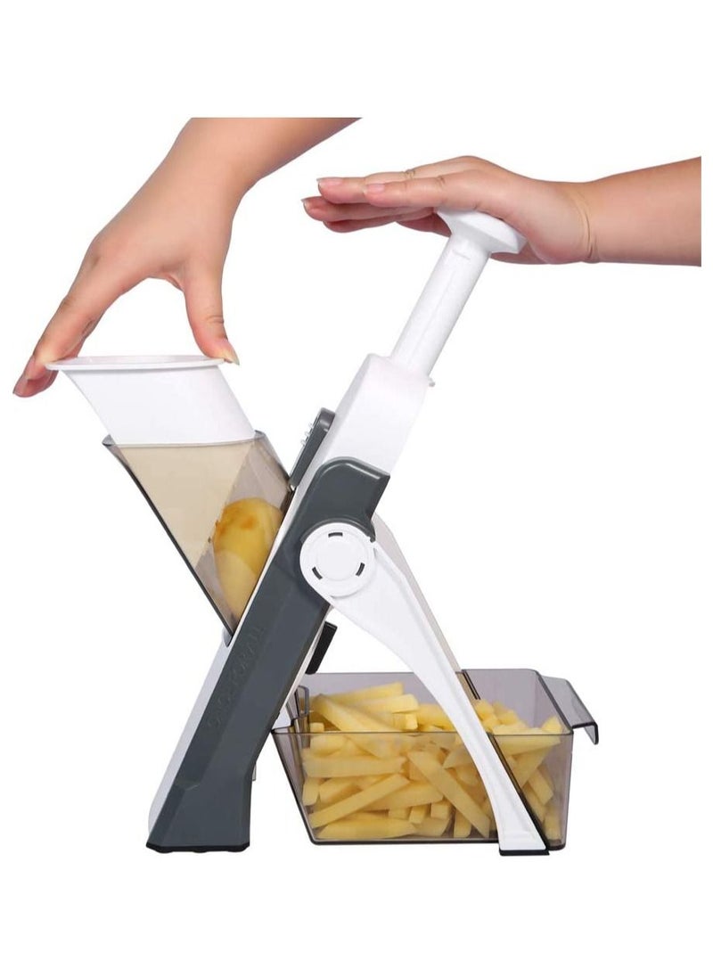 Generic - Safe Slicer Mandoline Cutter for Various Vegetables, a Versatile Chopper for Kitchen Accessories, Creates Preset Salad Thickness with Adjusters, It is Easy to Use and Clean, and has a Slim Storage - Image 1