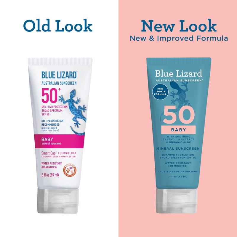 BLUE LIZARD Baby Mineral Sunscreen with Zinc Oxide, SPF 50+, Water Resistant, UVA/UVB Protection with Smart Cap Technology - Fragrance Free, 3 Ounce Tube - Image 4