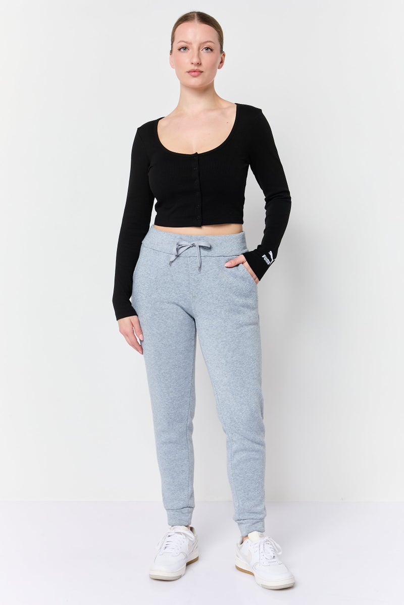 PUMA Women Scoop Neckline Long Sleeve Crop Top, Black - Image 2