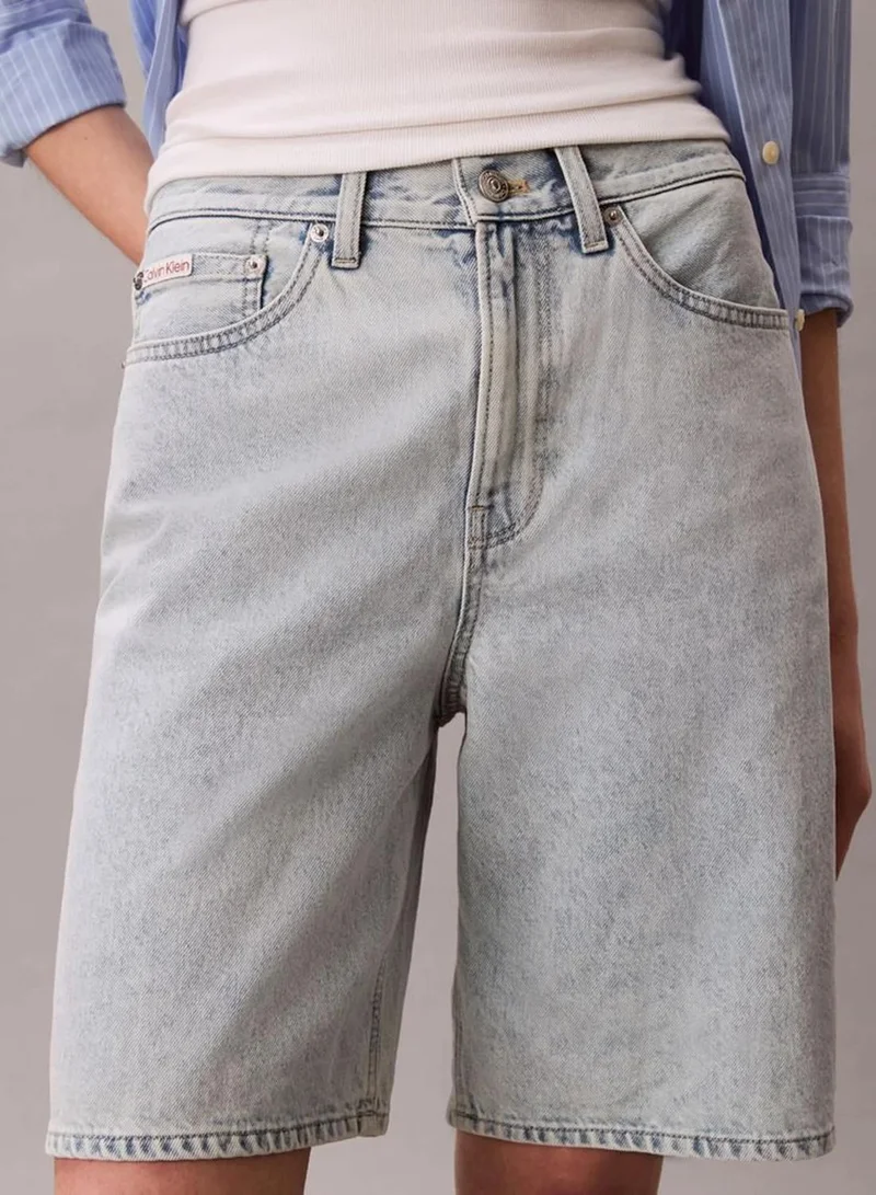 Calvin Klein BLEACHED BLUE Denim Bermuda Shorts for Women | Best Price UAE