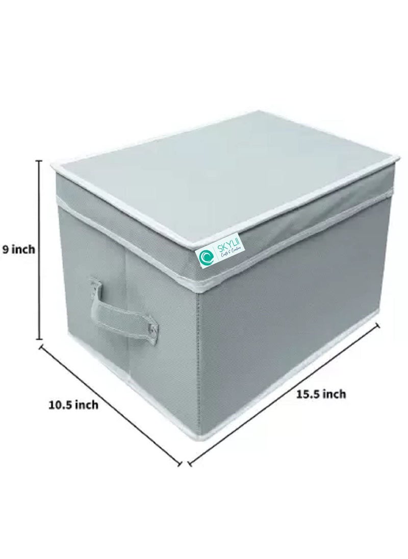 SKYLII Skylii Storage Box for Clothes Toy and File Organizer Storage Box With Lid multi purpose Grey 2  - Image 2