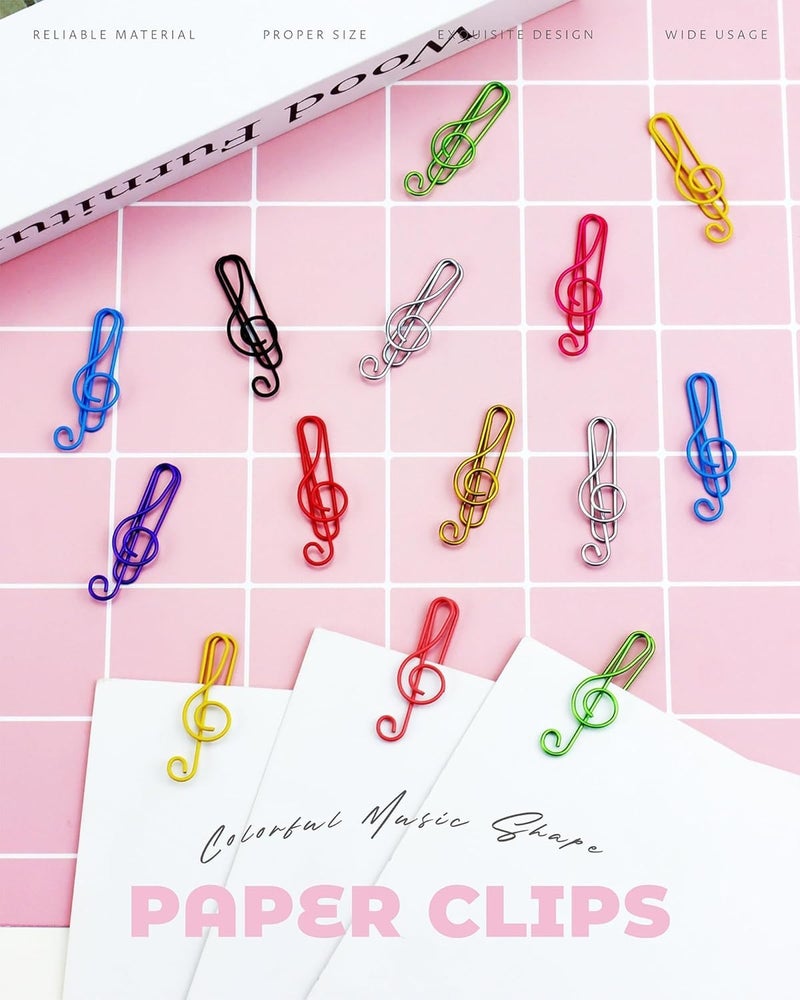 Music Paper Clips, Metal Musical Note Shaped Bookmark Clips, Cute Office  School Accessories, Document Organization, Gift for Music Lovers Teacher Student, 100 Pcs, 10 Colors - Image 3