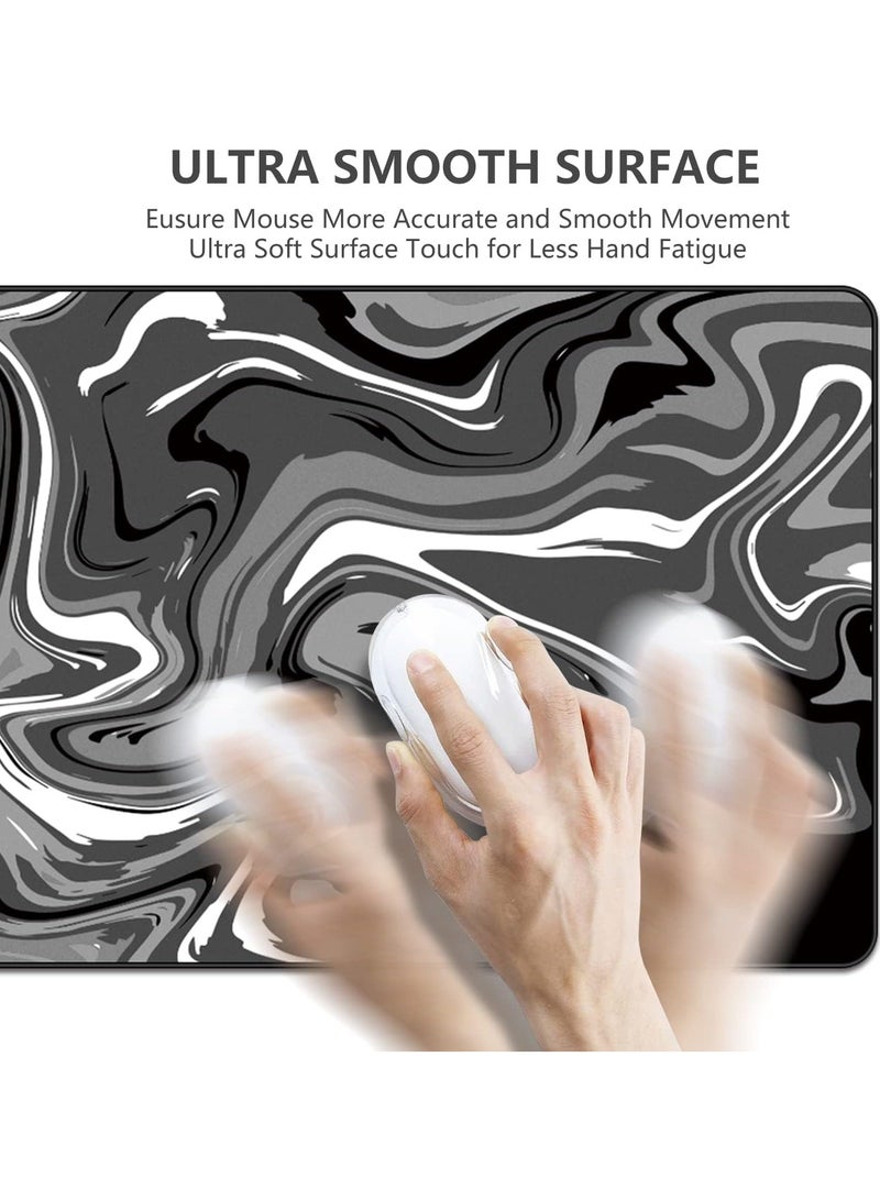 دوإير لوحة ألعاب ماوس كبيرة الحجم 900 * 400 مم من المطاط الفني للوحة المفاتيح وحصيرة مكتبية لأجهزة الكمبيوتر باللون الأبيض والأسود والرمادي - Image 3