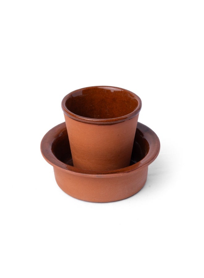 ارك طقم أكواب قهوة مفلترة من آرك تيرا كابي، مصنوع يدويًا من الطين الحراري، من جنوب الهند، مع دابارا | كوب ووعاء فخاري لتقديم قهوة الفلتر التقليدية | بطانة داخلية زجاجية - Image 4