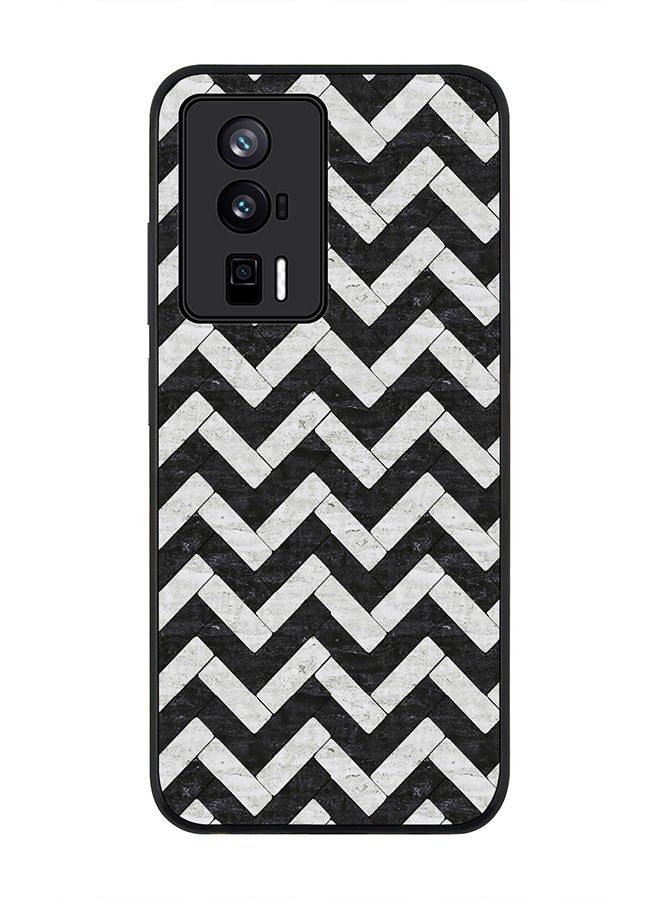 Stylizedd Rugged Black edge case for Xiaomi Poco F5 Pro 5G / Xiaomi Redmi K60 / Xiaomi Redmi K60 Pro Slim fit Soft Case Flexible Rubber Edges Anti Drop TPU Gel Thin Cover - Chevron Tiles - Image 1