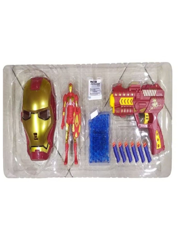 مسدس الرجل الحديدي مزود برصاص جل وطلقات إسفنجية أيضًا. كما أنها تحتوي على قناع الرجل الحديدي - Image 4