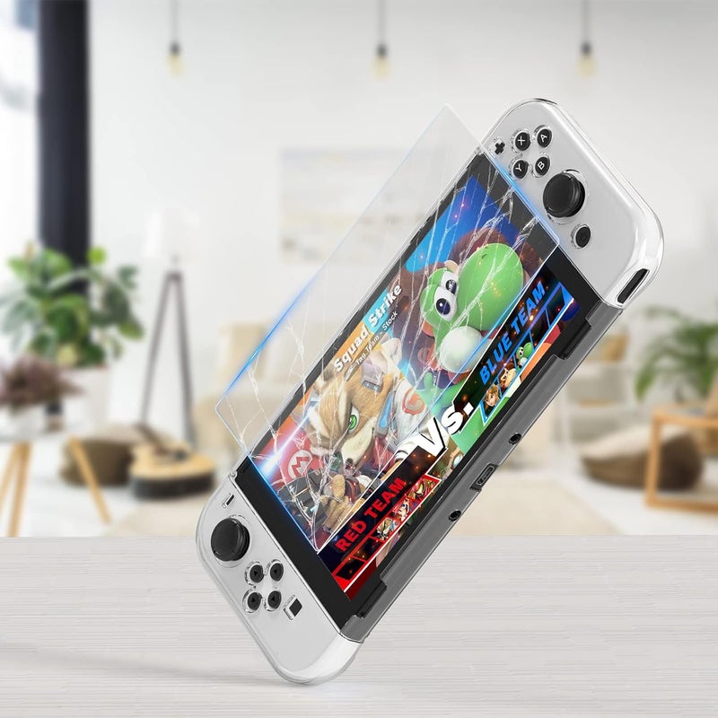 HEYSTOP Case for Nintendo Switch OLED Model, Protection for Switch OLED Switch Case OLED Kit Accessories Cover for Nintendo Switch OLED with Tempered Glass Screen and Thumb Covers Grips - Image 5