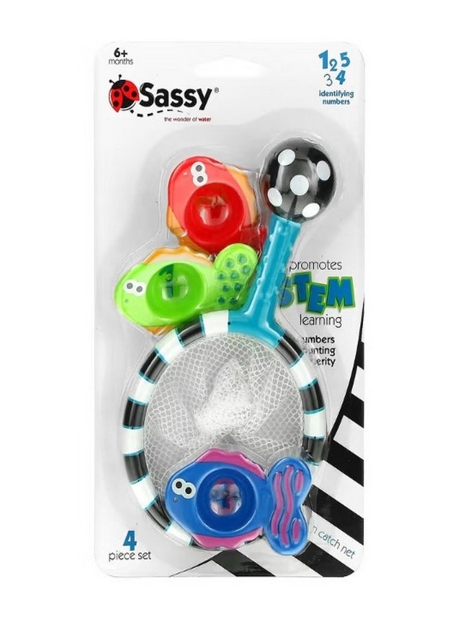 Sassy - Developmental Bath Toy Catch n Count Net  6  Months 4 Piece Set - Image 1