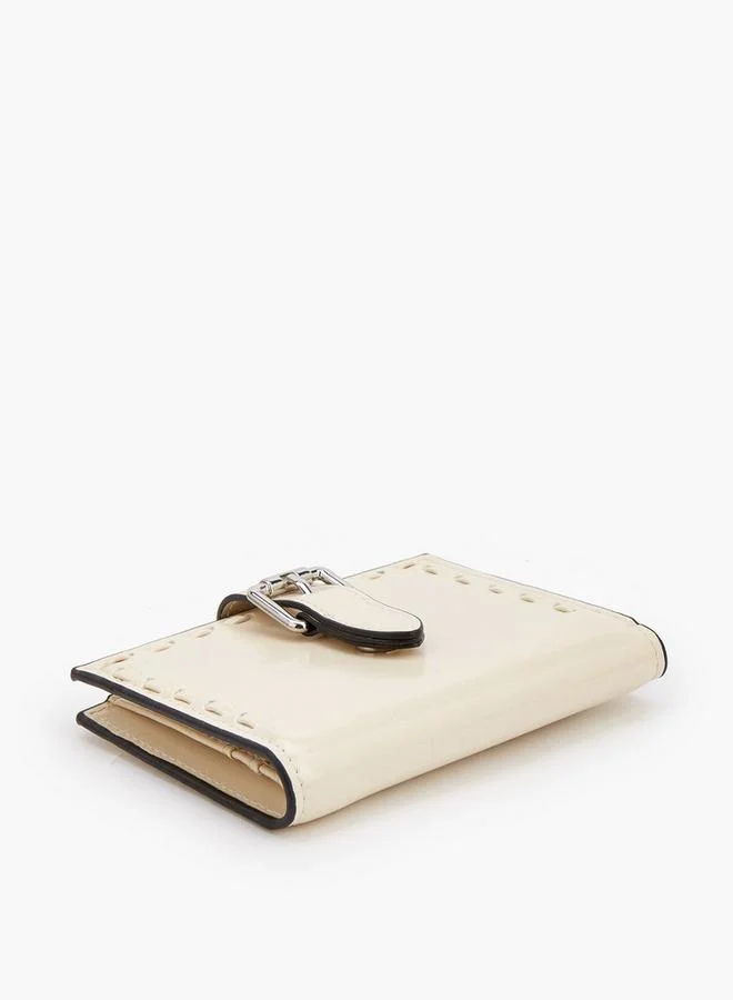 Celeste IVORY Stitch Detail Bi-Fold Wallet With Buckle Accent for Women | Best Price UAE