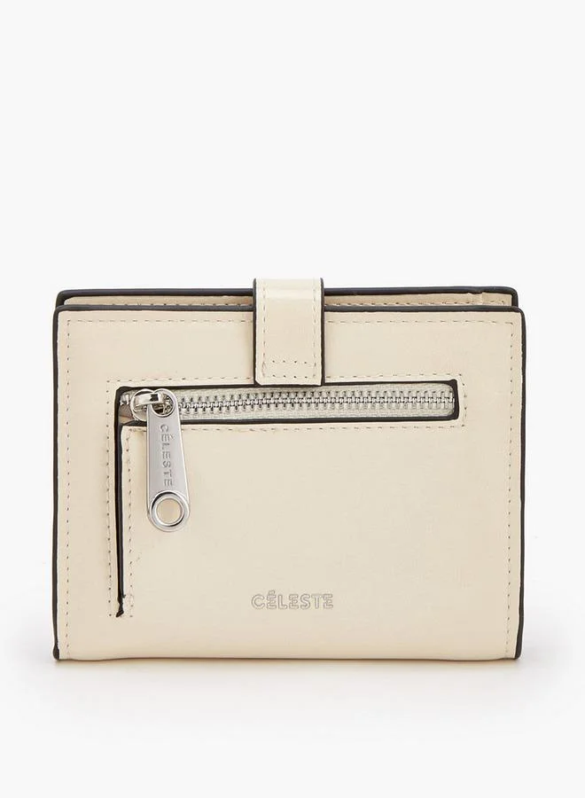 Celeste IVORY Stitch Detail Bi-Fold Wallet With Buckle Accent for Women | Best Price UAE