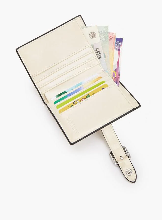Celeste IVORY Stitch Detail Bi-Fold Wallet With Buckle Accent for Women | Best Price UAE