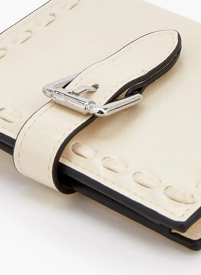 Celeste IVORY Stitch Detail Bi-Fold Wallet With Buckle Accent for Women | Best Price UAE