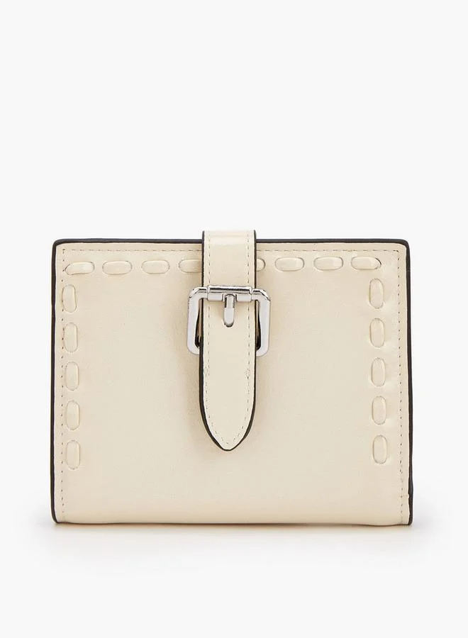 Stitch Detail Bi-Fold Wallet With Buckle Accent