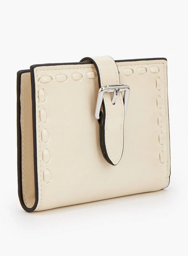 Celeste IVORY Stitch Detail Bi-Fold Wallet With Buckle Accent for Women | Best Price UAE
