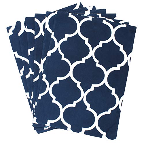 Dekor World Ogee Printed Navy Blue Table Runner with 4 Pcs Place Mat (33x120cm/33x47cm) (Pack of 5 Pcs)-4 Seater Dinning & Center Table - Image 3