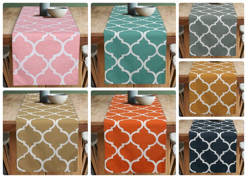 Dekor World Ogee Printed Navy Blue Table Runner with 4 Pcs Place Mat (33x120cm/33x47cm) (Pack of 5 Pcs)-4 Seater Dinning & Center Table - Image 5
