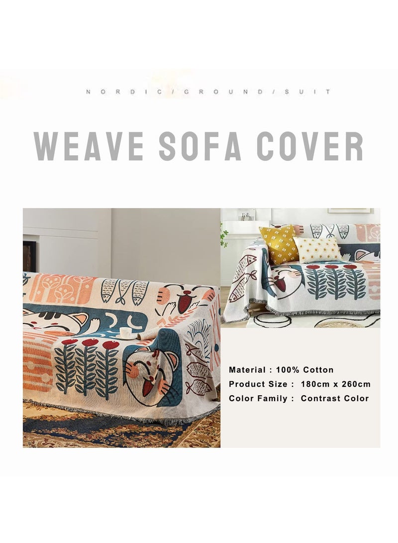 كي واي دي الكرتون نمط 3 مقاعد أريفة غطاء زلق -كاش محك قابل للعكس مع تاسلز، ناعم وقابل للغسيل بطانية الرمي، غير انزلاقية، كبيرة الحجم 180x260CM - Image 4